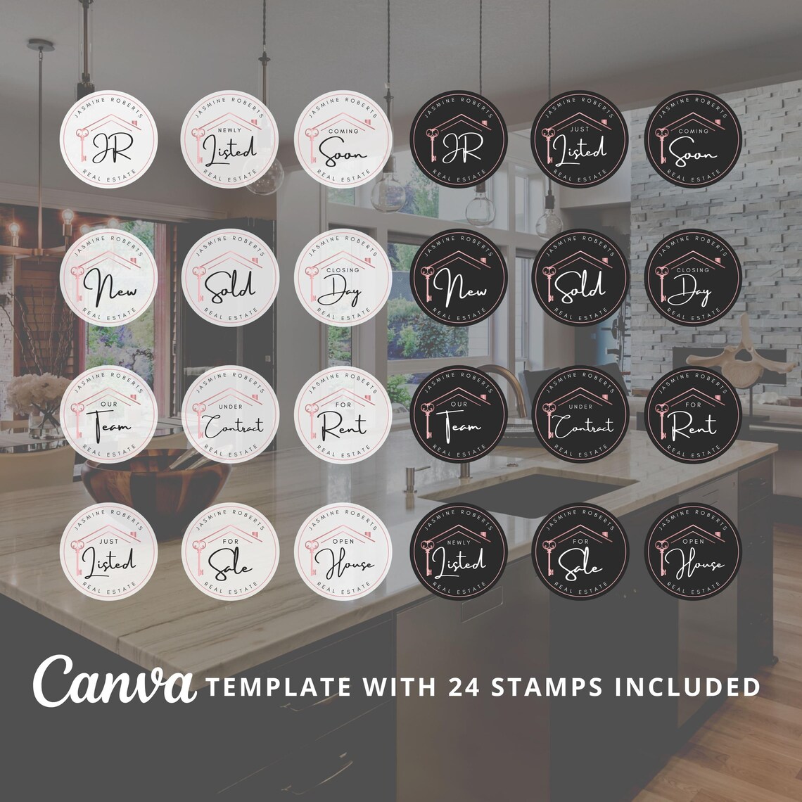 Editable Real Estate Labels, Realtor Badges (DIY Canva Template) - Etsy