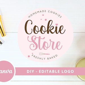 Bakery Canva Logo Template, Cookie Editable Logo, Small Business Baker Logo, Dessert Maker Logo, Handmade Bakery Logo, Homemade Cookies Logo