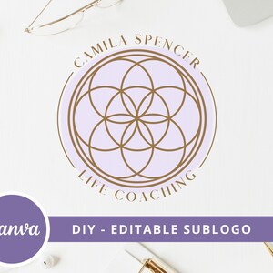 Flower Of Life Editable Logo, Instant Access, DIY Canva Template Logo, Spiritual Logo, Life Coach Logo, Sacred Geometry Logo, Wellness Logo. image 5