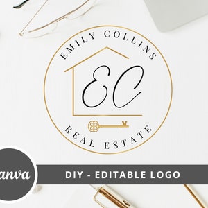 Real Estate Logo Design, Luxury House Editable Canva LogoTemplate, DIY Realtor Key & House Logo, Real Estate Agent Branding, Instant Access image 9