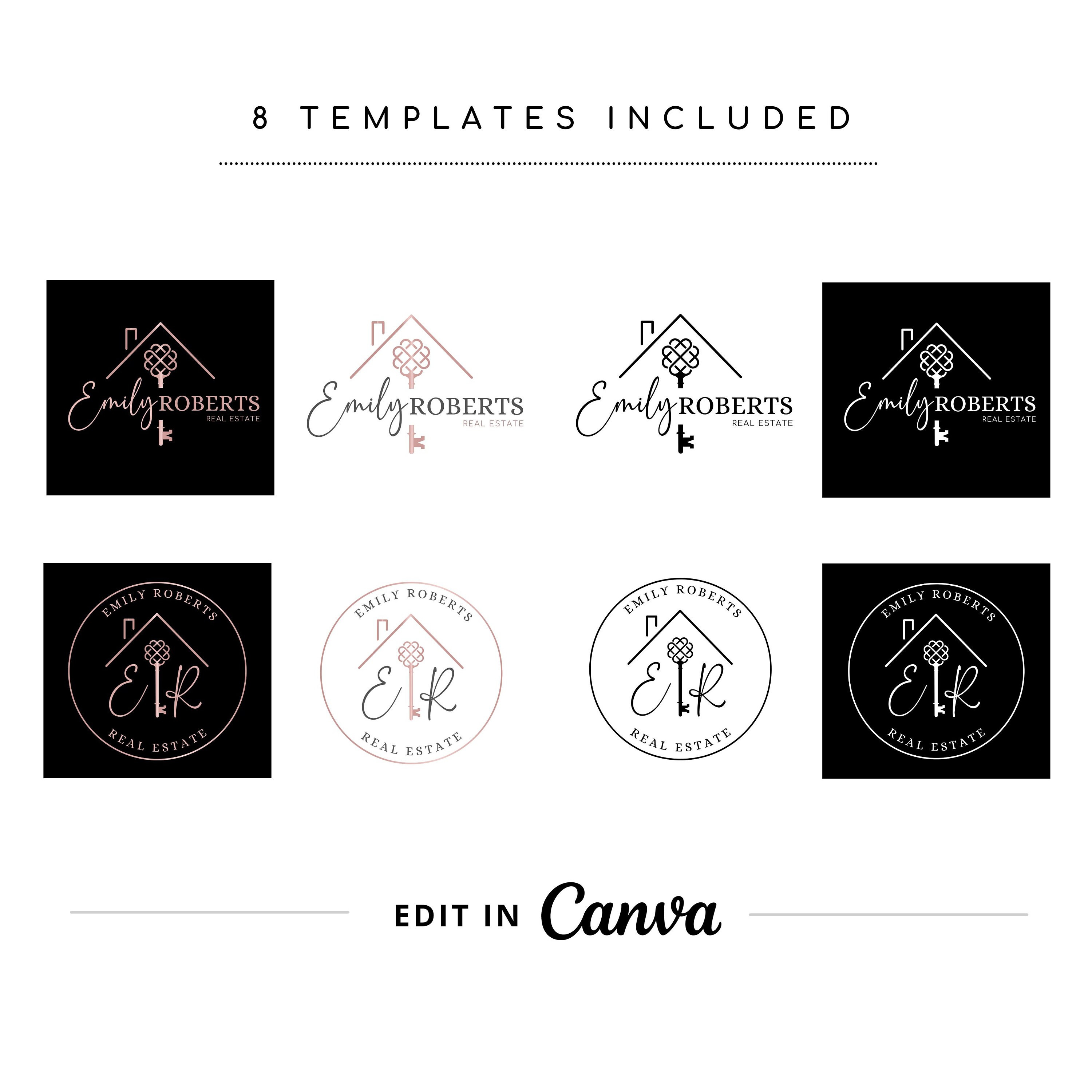 Real Estate Key Logo Design, House Editable Canva Logo Template, DIY ...