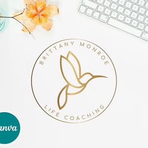 Hummingbird Editable Logo Design, Wellness Colibri Canva Logo Template, DIY Life Coaching Bird Logo, Psychology Logo. Healing Therapy Logo. image 7