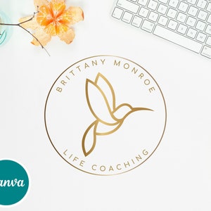 Kolibri bearbeitbares Logo-Design, Wellness Colibri Canva-Logo-Vorlage, DIY Life Coaching-Vogel-Logo, Biologie-Logo. Heiltherapie-Logo. Bild 7