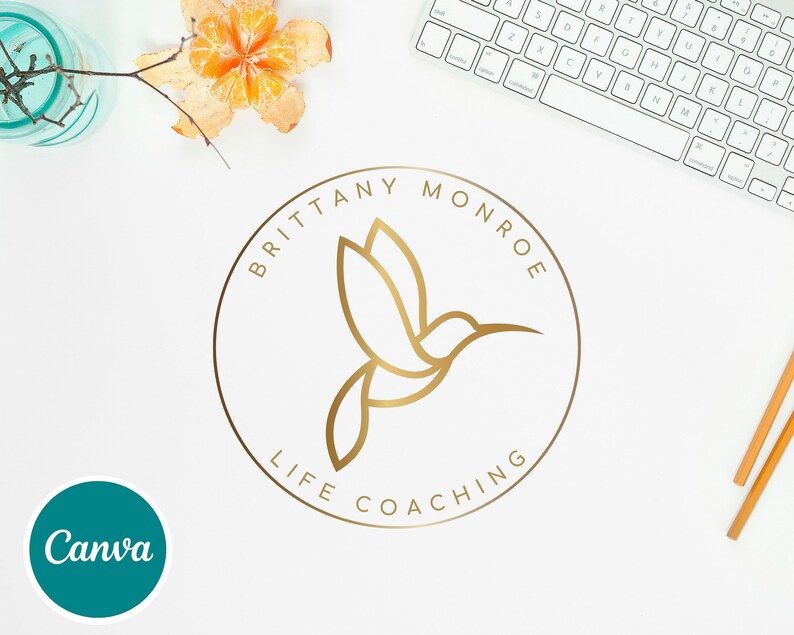 Hummingbird Editable Logo Design, Wellness Colibri Canva Logo Template, DIY Life Coaching Bird Logo, Psychology Logo. Healing Therapy Logo. image 7