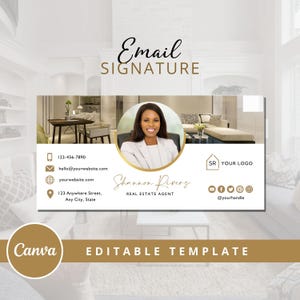 Plantilla de firma de correo electrónico para agentes inmobiliarios, pie de página de Gmail para empresas (descarga digital de Canva)