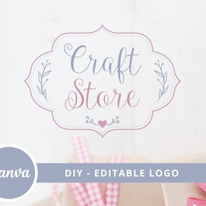 DIY Craft Store Logo, Craft Shop Canva Logo-Vorlage, bearbeitbares Craft Business Logo, Crafter Boutique Logo, Creative Boutique Vintage Logo.