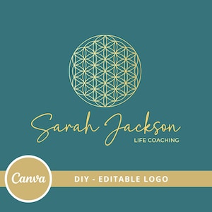 Flower Of Life Editable Logo, DIY Canva Template Wellness Logo, Mandala Holistic Logo, Life Coach Logo, Sacred Geometry Logo, Spiritual Logo