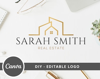 Real Estate Building Logo Design, Editable Canva LogoTemplate, Modern Building DIY Logo, Realtor Logo, Real Estate Branding, Instant Access