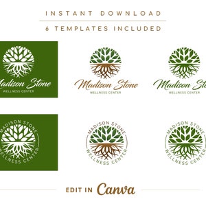 Tree Roots Mandala Wellness Logo, Tree of Life Canva Logo, DIY Life Coaching Logo, Yoga Logo, Psychology Logo, Healing Logo, Therapy Logo. image 4