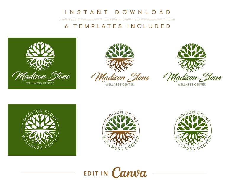 Tree Roots Mandala Wellness Logo, Tree of Life Canva Logo, DIY Life Coaching Logo, Yoga Logo, Psychology Logo, Healing Logo, Therapy Logo. image 4