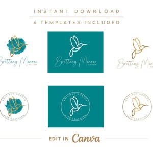 Hummingbird Editable Logo Design, Wellness Colibri Canva Logo Template, DIY Life Coaching Bird Logo, Psychology Logo. Healing Therapy Logo. image 4