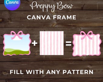 Preppy Bow Canva Frame, Editable Coquette Template (Digital Download)
