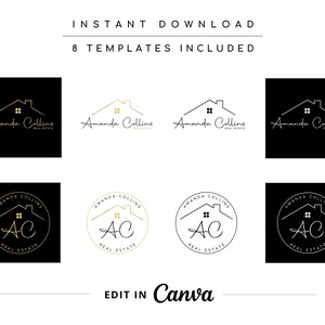 Real Estate DIY Logo Design, Editable Canva Logo Template, Realtor Logo Design, Guest House Logo, Real Estate Agent Logo, House Roof Logo. image 4