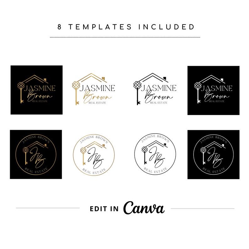Luxury Real Estate Logo Design, Editable House Key Logo (canva Template ...
