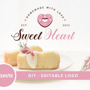 DIY Bakery Canva Logo Template, Pastries Editable Logo, Small Business Logo, Dessert Maker Logo, Handmade Bakery Logo, Homemade Baker Logo.