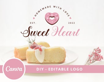 DIY Bakery Canva Logo Template, Pastries Editable Logo, Small Business Logo, Dessert Maker Logo, Handmade Bakery Logo, Homemade Baker Logo.