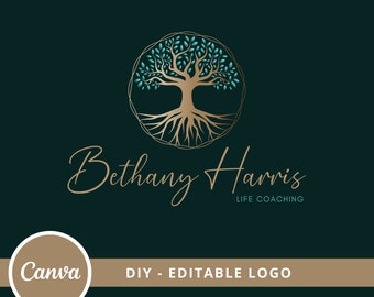 Tree of Life Canva Logo Template, Tree Editable Logo, DIY Life Coaching Logo, Yoga Logo, Psychology Logo, Healing Logo, Natural Therapy Logo