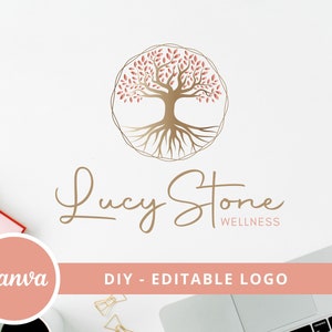 Tree of Life Canva Logo Template, Tree Editable Logo, DIY Life Coaching Logo, Yoga Logo, Psychology Logo, Healing Logo, Natural Therapy Logo image 1