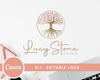 Tree of Life Canva Logo Template, Tree Editable Logo, DIY Life Coaching Logo, Yoga Logo, Psychology Logo, Healing Logo, Natural Therapy Logo