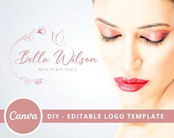 Beauty Studio Editable Logo Design, Beauty Salon Canva Logo Template, DIY Wellness Center Logo, Spa Butterfly Logo, Hair Logo, Makeup Logo.