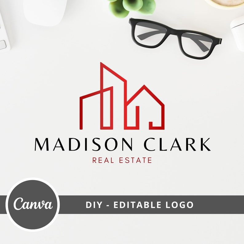 Real Estate Building Logo Design, Real Estate Canva Logo Template, Modern Building DIY Logo, Realtor Logo, Investments Logo , Instant Access image 1