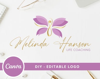 Schmetterling Wellness Logo, DIY Canva Template, Spa Coaching Design