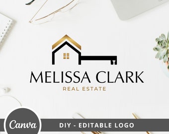 Real Estate Key Logo Design, House Editable Canva Logo Template, DIY Realtor Key Logo, Premade Real Estate Agent Branding, Instant Access