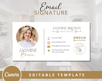 Real Estate Email Signature Template Canva, Realtor Email Signature, Business Gmail Signature, DIY Email Footer Design, Digital Download.
