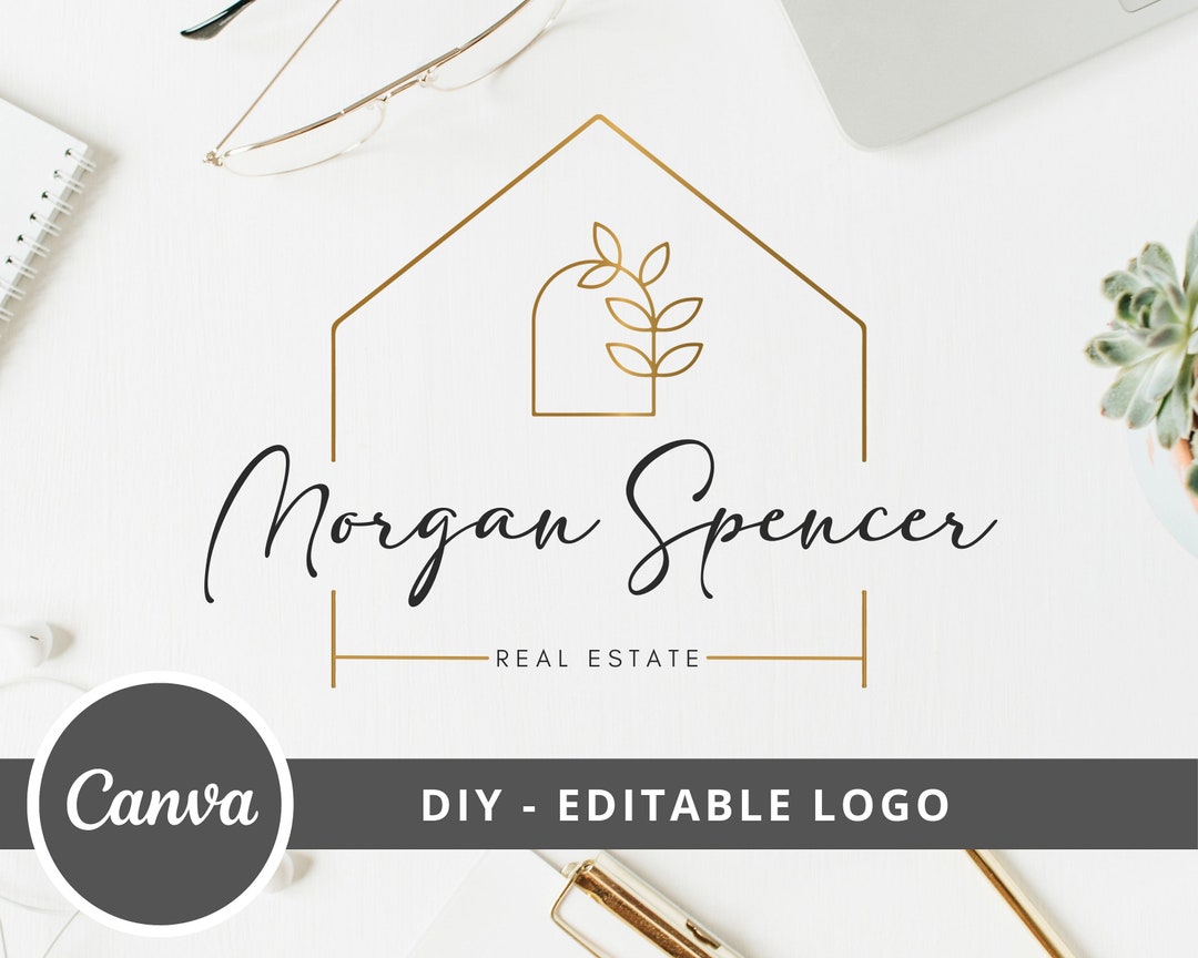 Real Estate Canva Logo Template, Elegant House Design (editable DIY) - Etsy