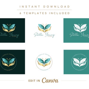 Butterfly Life Coaching Canva Logo Template, Wellness Editable Logo, Yoga, Psychology. Healing Therapy Logo Design, Spa Logo, Hand Care Logo image 4