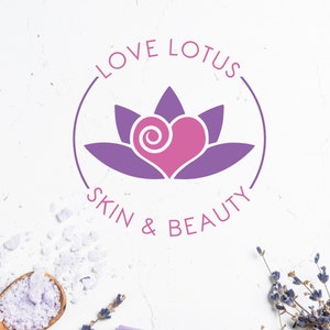 Heart Lotus DIY Beauty Logo Design, Love Lotus Flower Canva Logo Template, Beauty Studio Logo, Massage, Spa & Cosmetics Logo, Wellness Logo. image 4