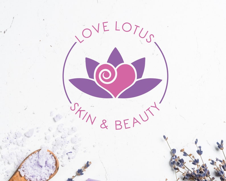 Heart Lotus DIY Beauty Logo Design, Love Lotus Flower Canva Logo Template, Beauty Studio Logo, Massage, Spa & Cosmetics Logo, Wellness Logo. image 4