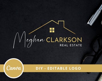 Real Estate DIY Logo Design, Editable Canva Logo Template, Realtor Logo Design, Guest House Logo, Real Estate Agent Branding Instant Access