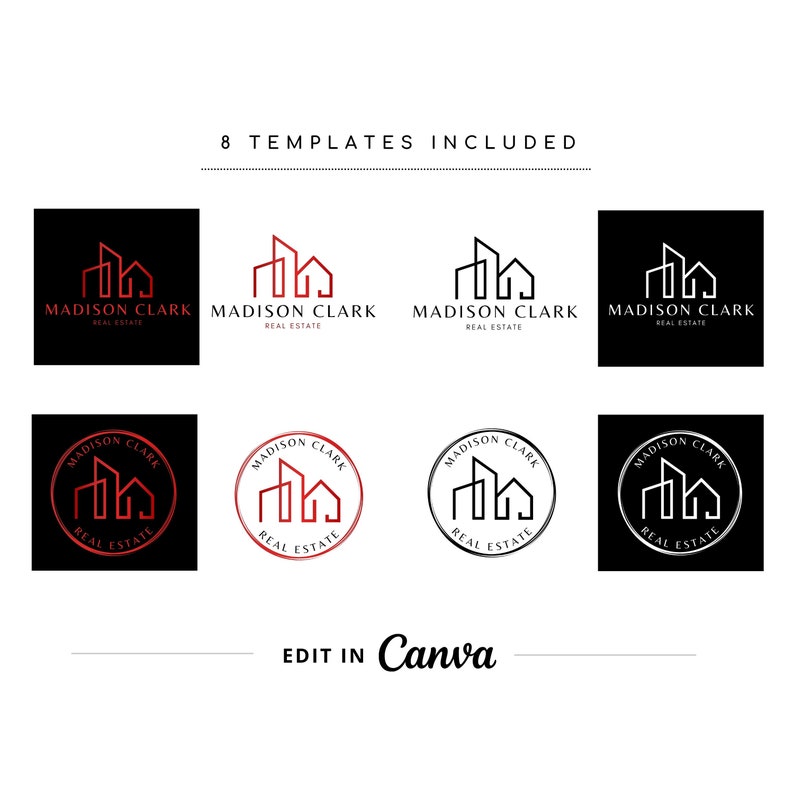 Real Estate Building Logo Design, Real Estate Canva Logo Template, Modern Building DIY Logo, Realtor Logo, Investments Logo , Instant Access image 4