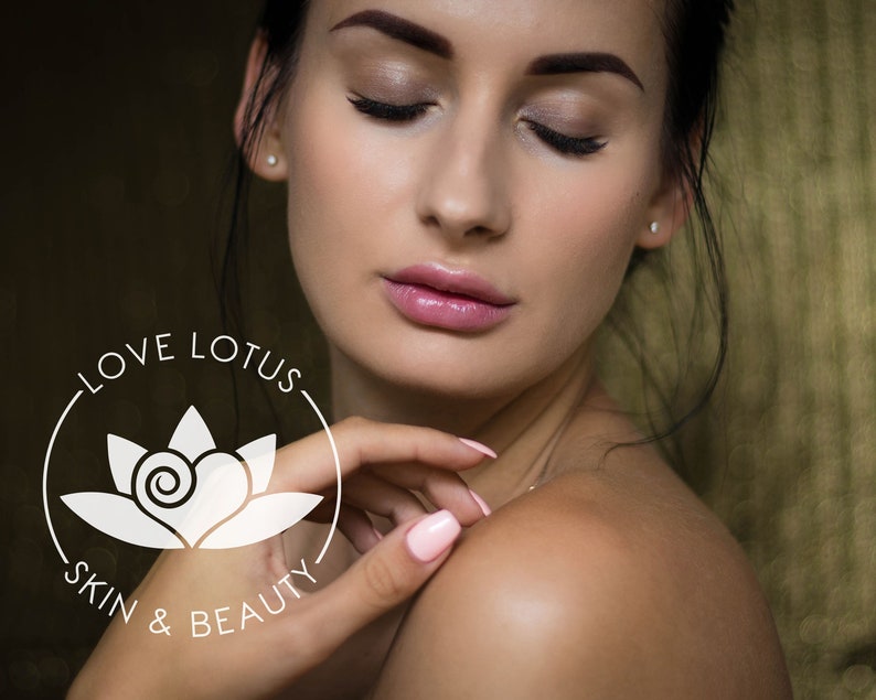 Création de logo de beauté bricolage coeur lotus, modèle de logo sur toile Love Lotus Flower, logo de studio de beauté, massage, logo de spa et de cosmétiques, logo de bien-être. image 6