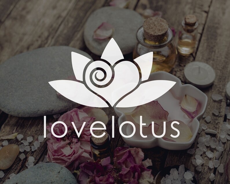 Création de logo de beauté bricolage coeur lotus, modèle de logo sur toile Love Lotus Flower, logo de studio de beauté, massage, logo de spa et de cosmétiques, logo de bien-être. image 3