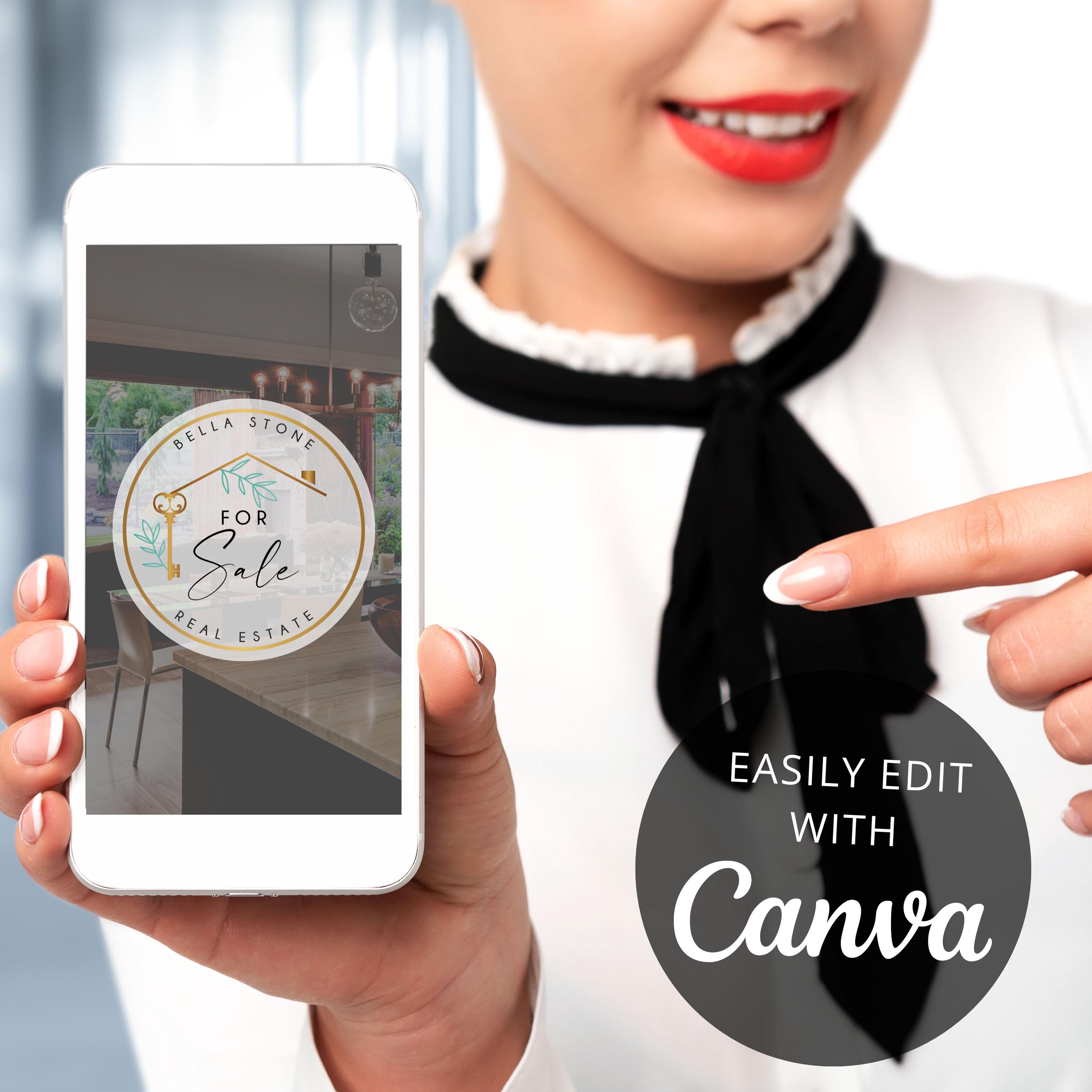 Editable Real Estate Labels, Realtor Marketing (canva Template) - Etsy