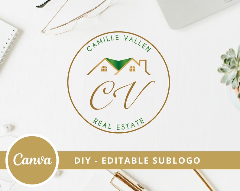 Real Estate Editable Logo Design, House Roof Canva Logo Template, Realtor Luxury House Logo, Real Estate Agent Branding, Instant Access. image 5