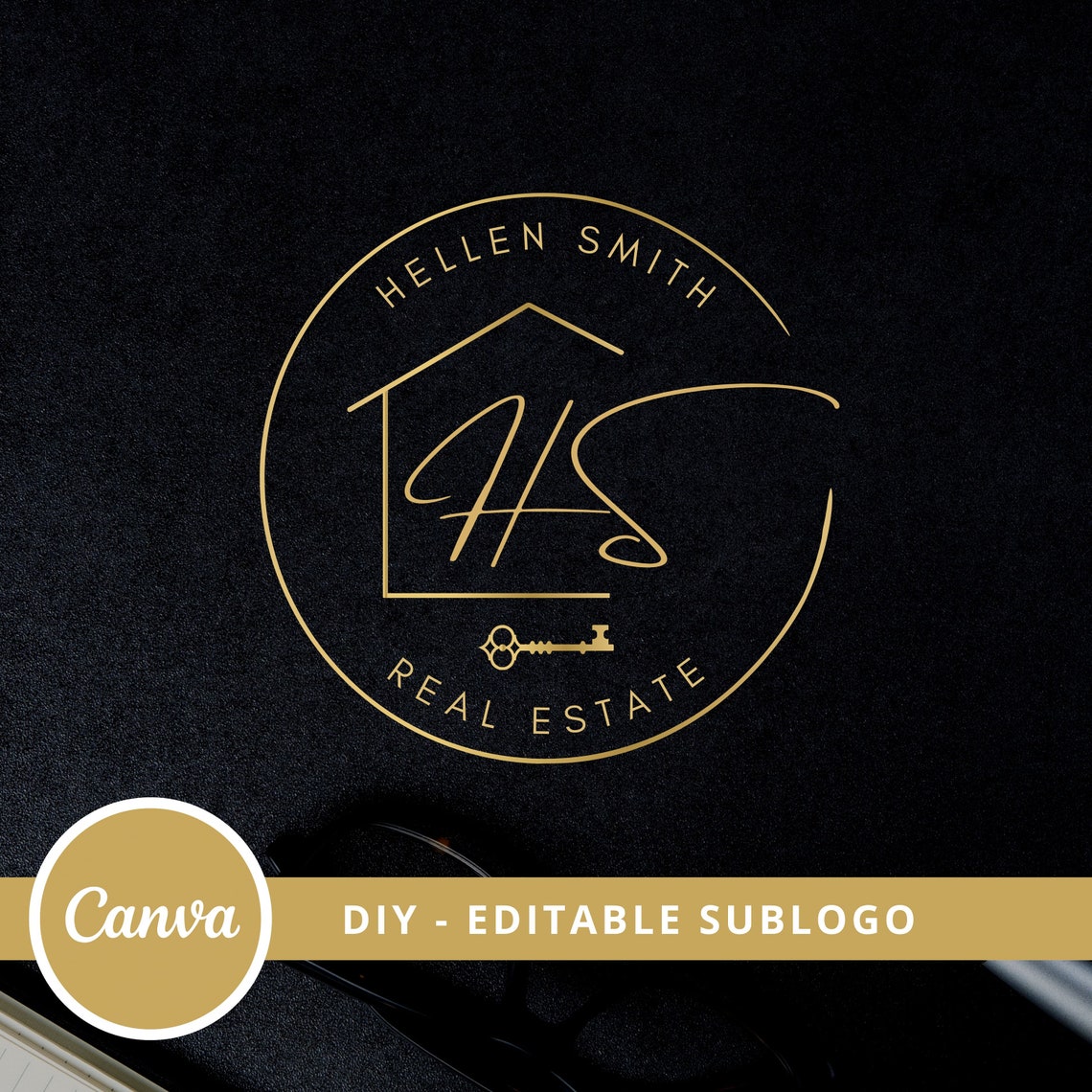 Real Estate Logo Design, Luxury House Editable Canva Logo Template, DIY ...
