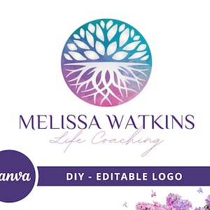 Tree Roots Mandala Logo, Tree of Life Canva Logo, DIY Life Coaching Logo, Yoga Logo, Psychology Logo, Healing Logo, Natural Therapy Logo.