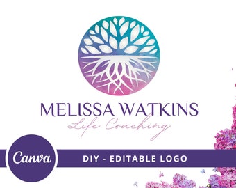 Tree Roots Mandala Logo, Tree of Life Canva Logo, DIY Life Coaching Logo, Yoga Logo, Psychology Logo, Healing Logo, Natural Therapy Logo.