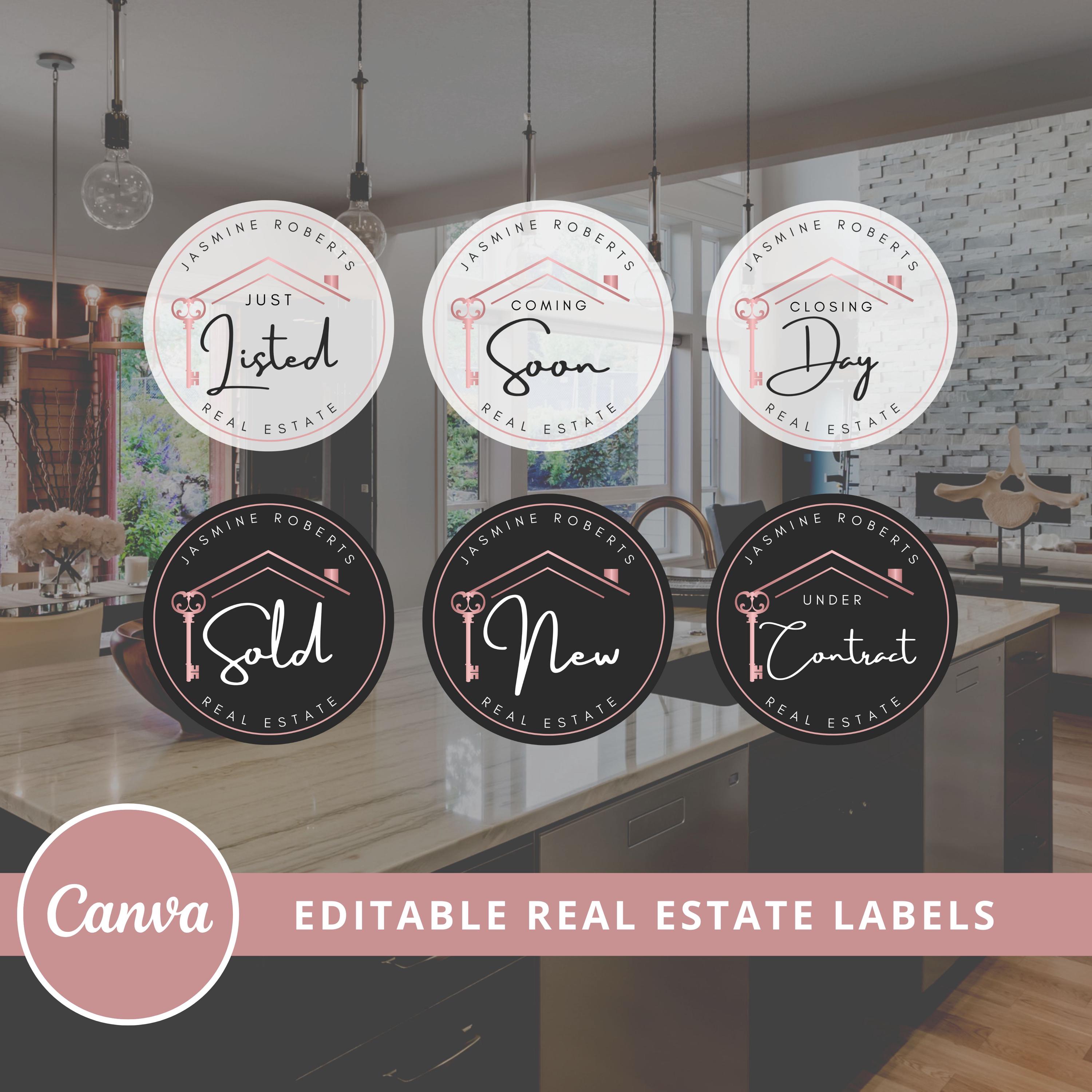 Property Label Sample Editable Real Estate Labels, Realtor Badges (DIY Canva Template) - Etsy
