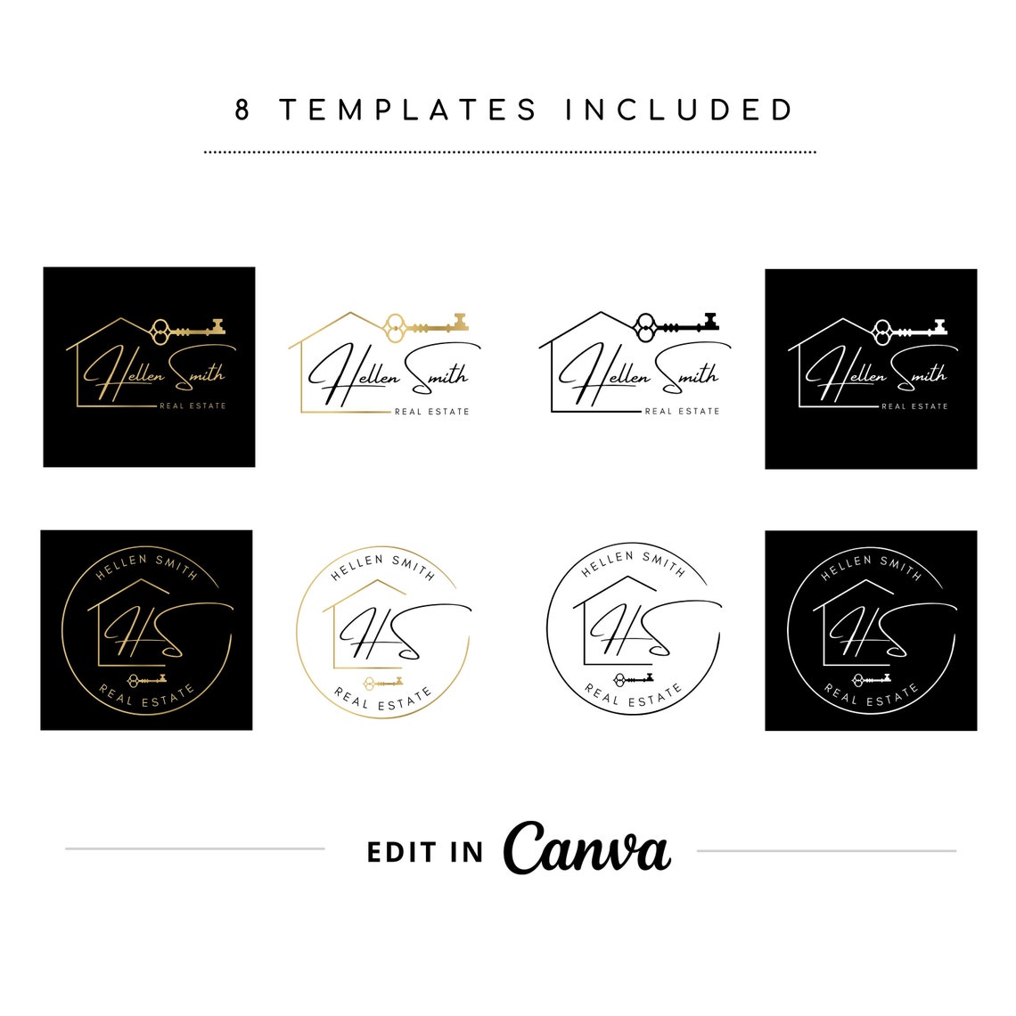 Real Estate Logo Design, Luxury House Editable Canva Logo Template, DIY ...