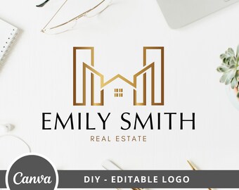 Real Estate Logo DIY Design, Editable Logo Canva Template, Modern Building Logo, Realtor Logo, Real Estate Branding, Instant Access