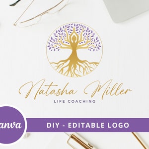 Woman Tree Editable Logo, DIY Wellness Canva Logo Template, Life Coach, Yoga, Psychology, Healing Logo, Human Tree Logo, Tree of Life Logo. image 5