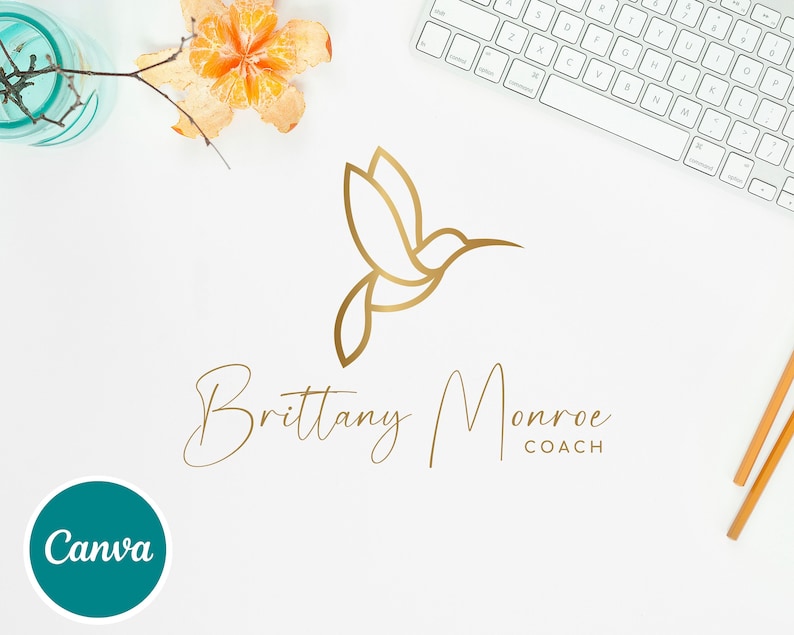 Hummingbird Editable Logo Design, Wellness Colibri Canva Logo Template, DIY Life Coaching Bird Logo, Psychology Logo. Healing Therapy Logo. image 3