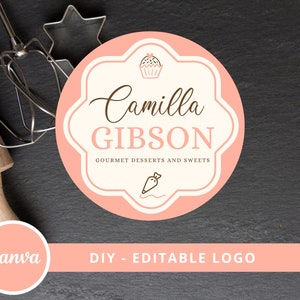 DIY Bakery Canva Logo Template, Pastries Editable Logo, Small Business Logo, Dessert Maker Logo, Handmade Bakery Logo, Homemade Baker Logo.