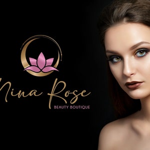 Moon Lotus DIY Beauty Logo, Lotus Flower Canva Logo Template, Makeup Studio Logo, Massage, Spa & Cosmetics Logo, Wellness Editable Logo. image 2