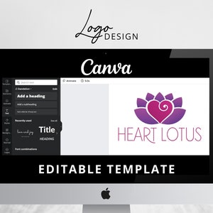 Heart Lotus DIY Logo Design, Lotus Flower Canva Logo Template, Life Coaching, Yoga, Spa & Cosmetics Logo, Wellness, Healing Therapy Logo. image 6