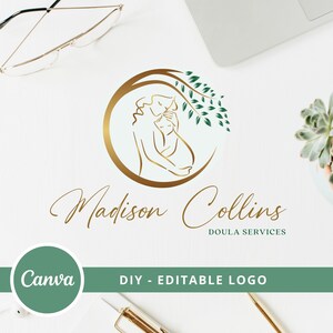 Doula Editable Canva Logo Template, Midwifery DIY Logo, Hebamme Logo, Natural Birth Tree Logo, Baby Nursery Logo, Mother and Baby Care Logo. image 8